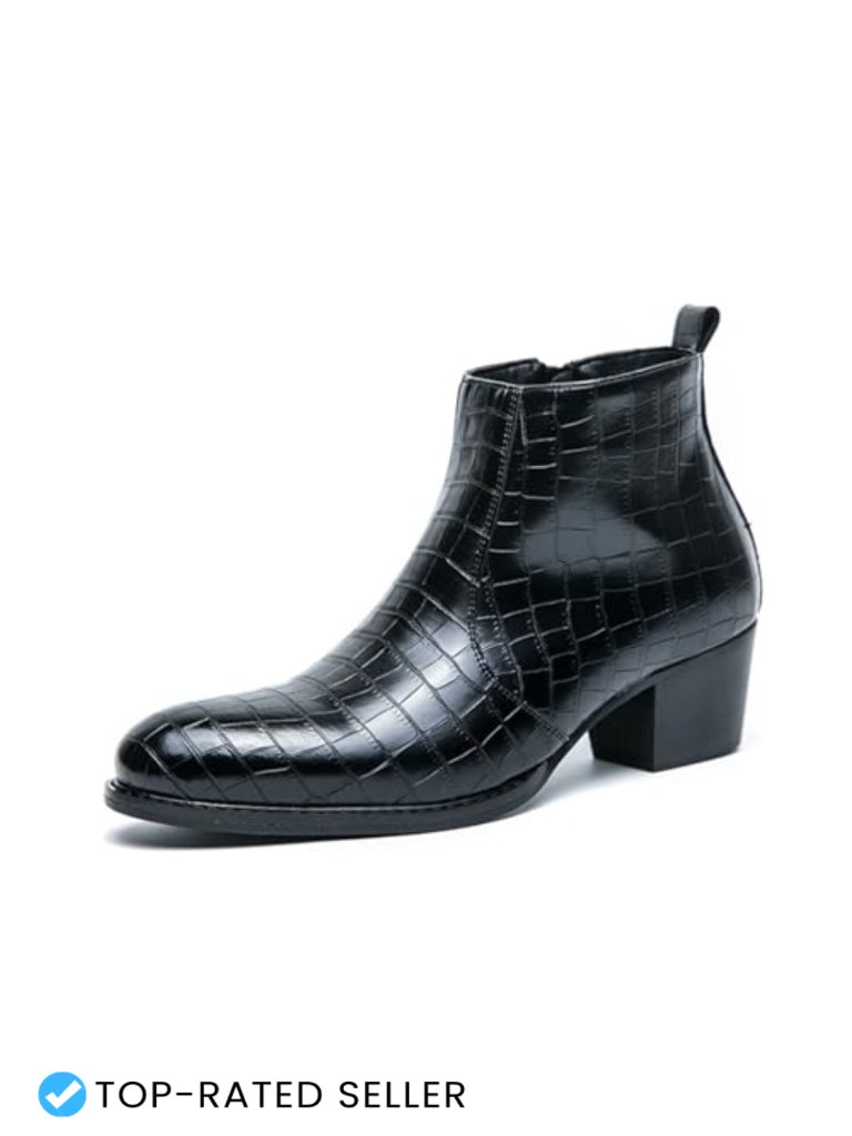 Retro Pointed Toe Chelsea Boots With Side Zipper, Low Chunky Heel, Non-Slip